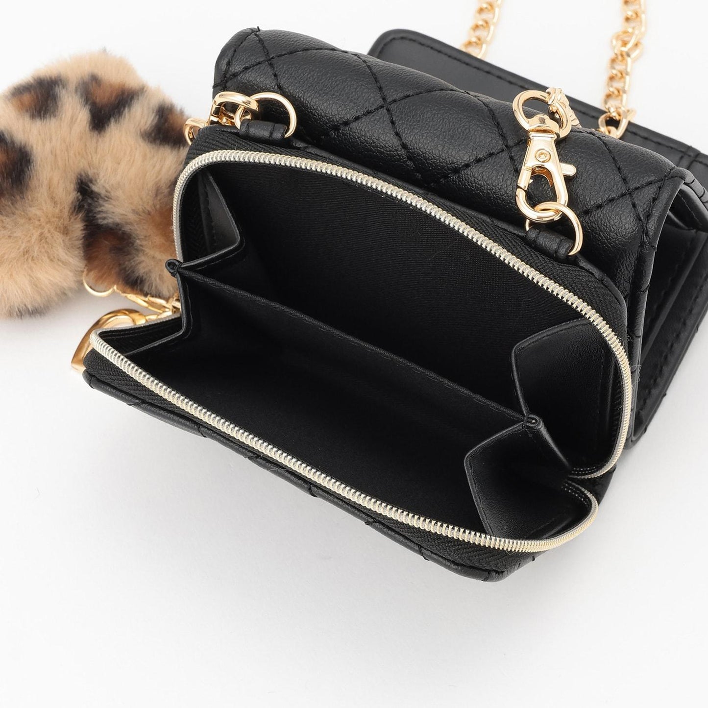 愛心毛絨鏈條錢包