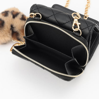 愛心毛絨鏈條錢包