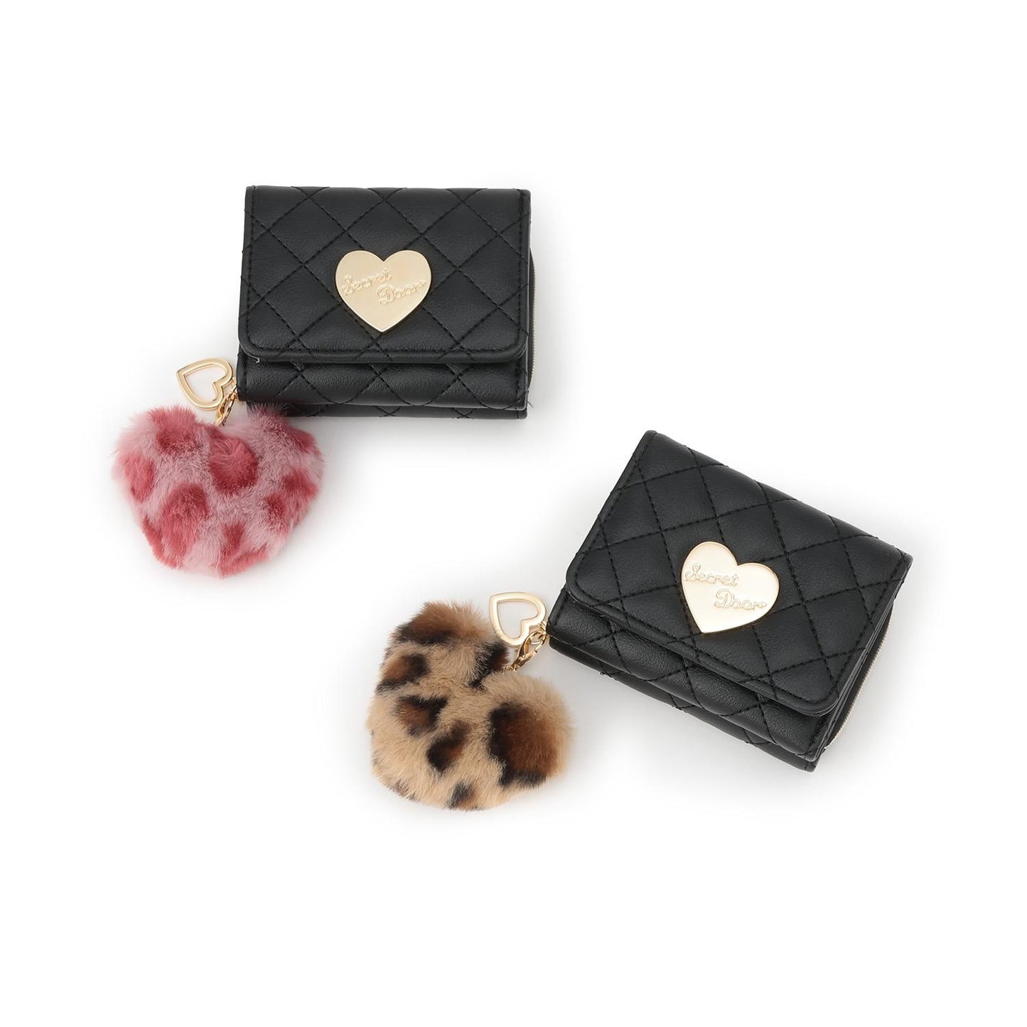 愛心毛絨鏈條錢包