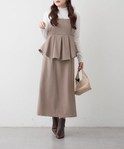 【2件套】羅紋內搭&荷葉邊吊帶連衣裙