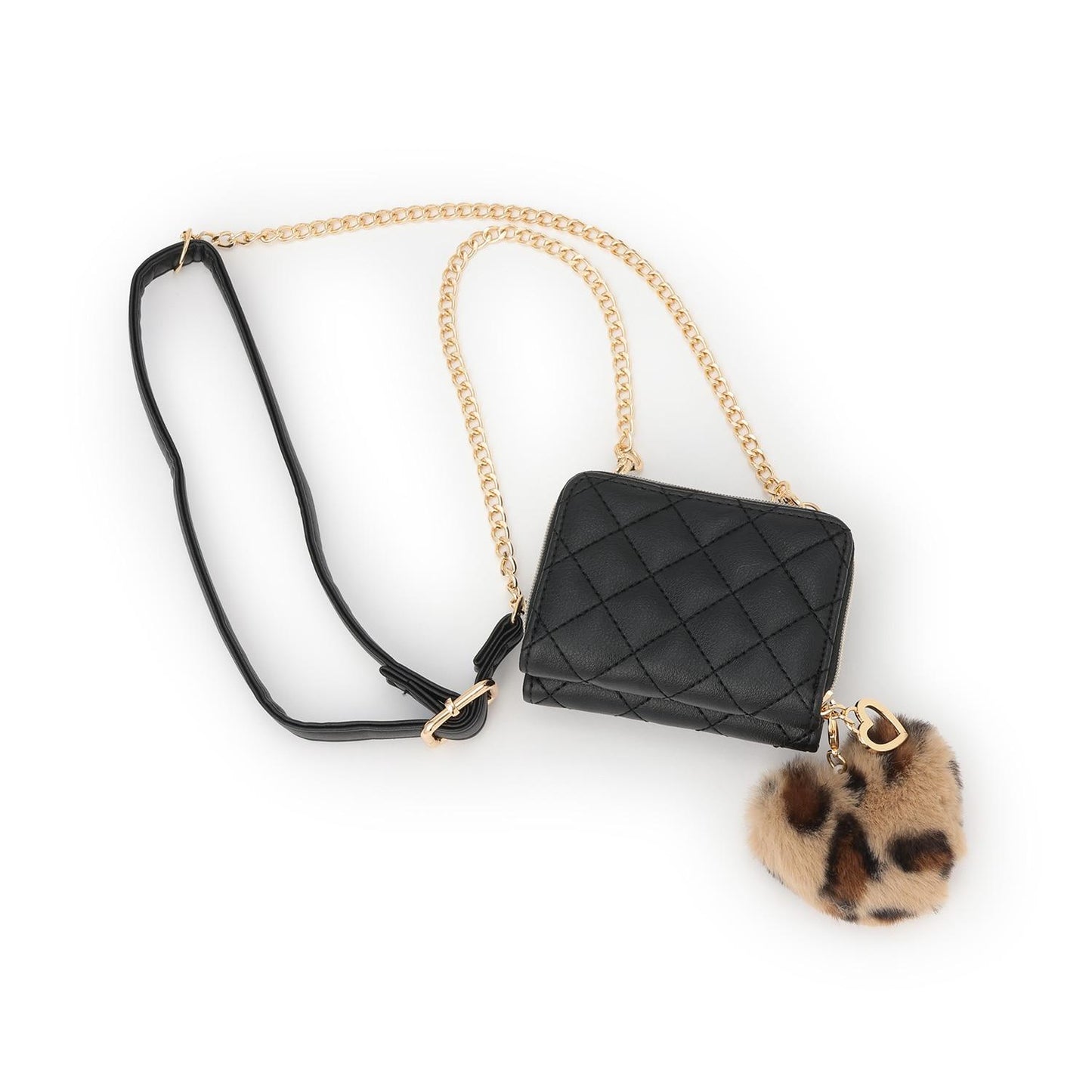 愛心毛絨鏈條錢包