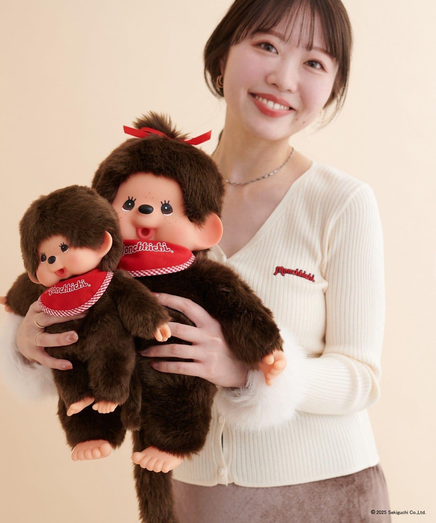 【モンチッチ×natural couture】袖部毛絨針織開衫