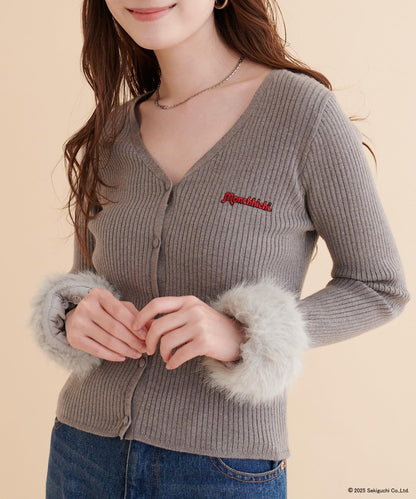 【モンチッチ×natural couture】袖部毛絨針織開衫