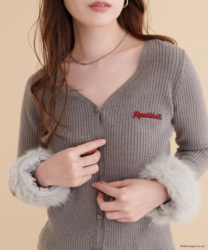 【モンチッチ×natural couture】袖部毛絨針織開衫