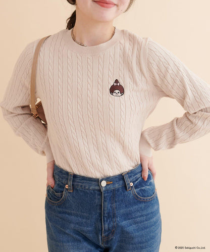 【モンチッチ×natural couture】麻花刺繡針織衫