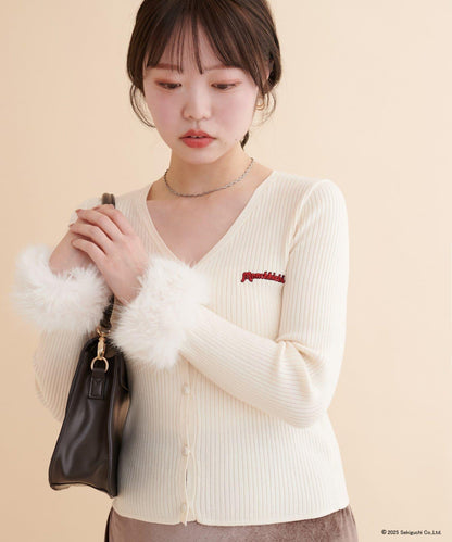 【モンチッチ×natural couture】袖部毛絨針織開衫