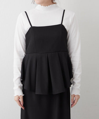 【2件套】羅紋內搭&荷葉邊吊帶連衣裙