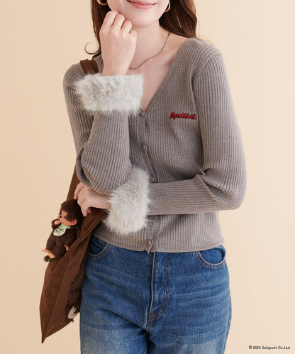 【モンチッチ×natural couture】袖部毛絨針織開衫