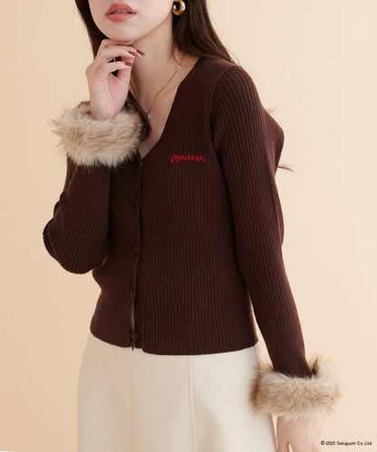 【モンチッチ×natural couture】袖部毛絨針織開衫