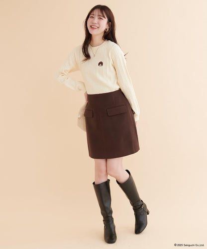 【モンチッチ×natural couture】麻花刺繡針織衫