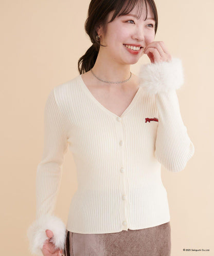 【モンチッチ×natural couture】袖部毛絨針織開衫