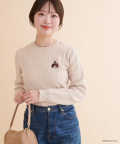 【モンチッチ×natural couture】麻花刺繡針織衫