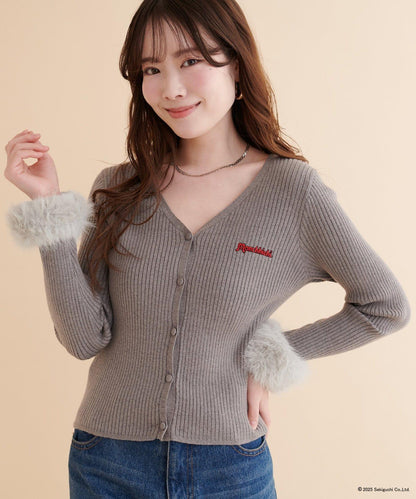 【モンチッチ×natural couture】袖部毛絨針織開衫