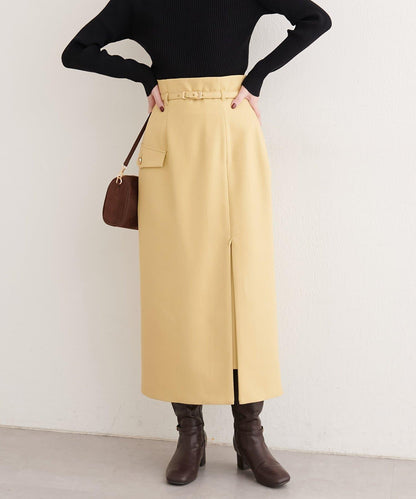 配腰帶修身半身裙