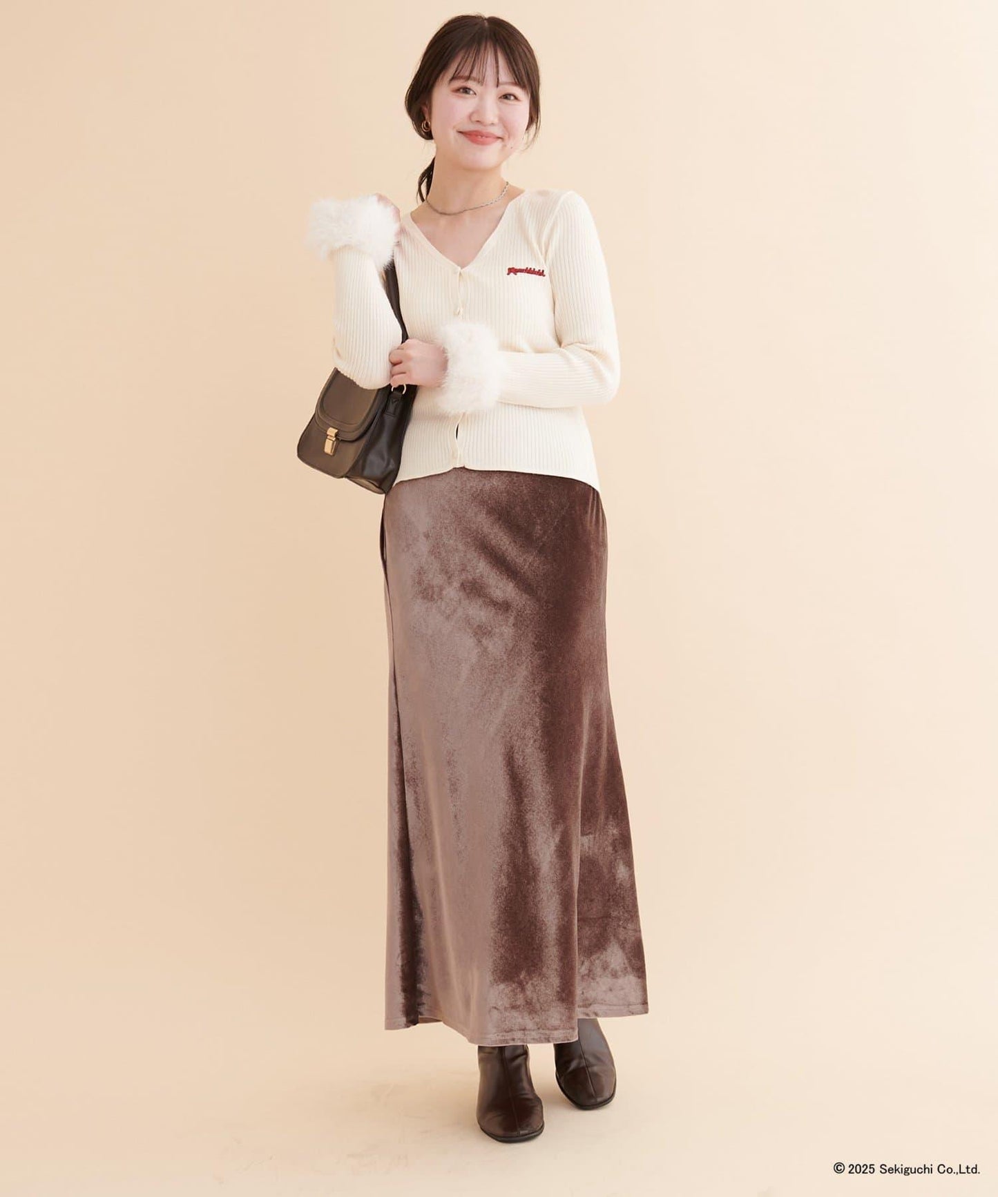 【モンチッチ×natural couture】袖部毛絨針織開衫