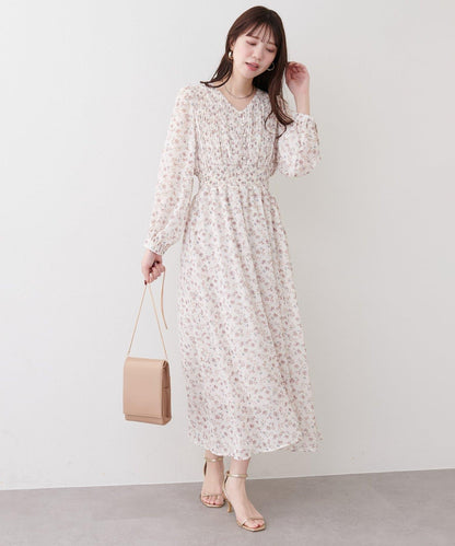褶皺拼接優雅連衣裙