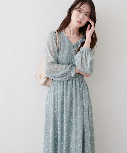 褶皺拼接優雅連衣裙