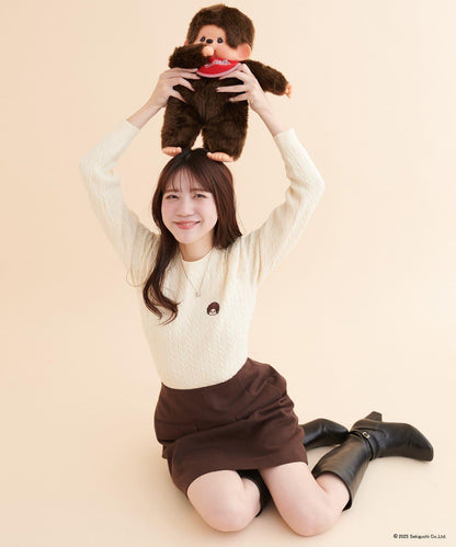 【モンチッチ×natural couture】麻花刺繡針織衫