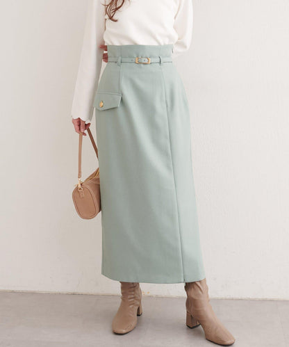 配腰帶修身半身裙