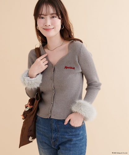 【モンチッチ×natural couture】袖部毛絨針織開衫