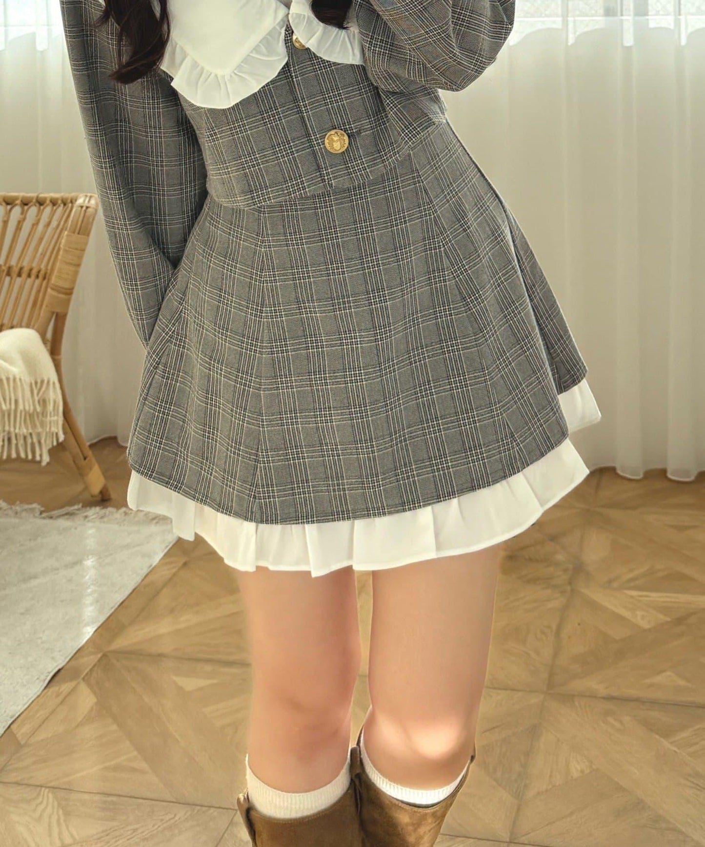 【2026春夏】高腰下襬開叉迷你裙