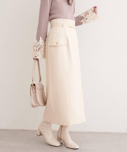 配腰帶修身半身裙