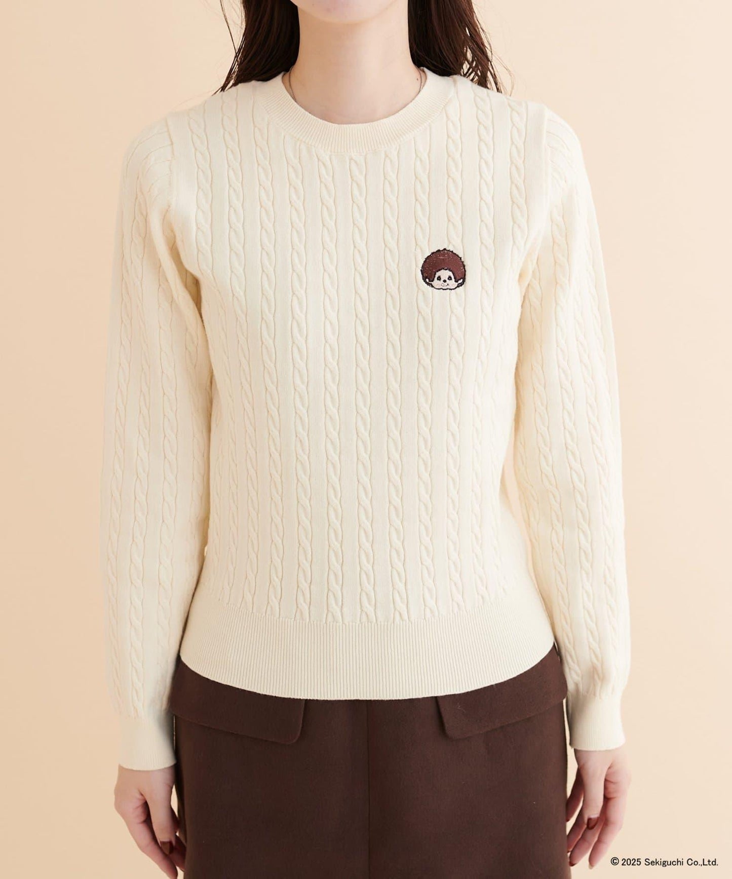 【モンチッチ×natural couture】麻花刺繡針織衫