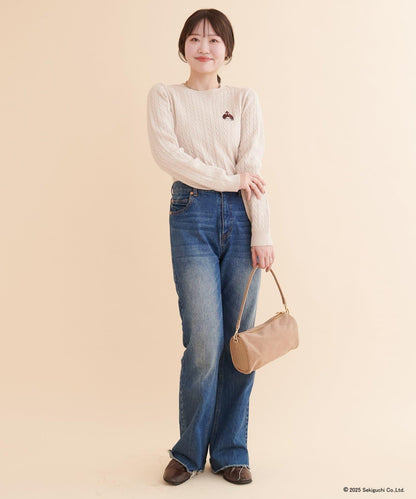 【モンチッチ×natural couture】麻花刺繡針織衫