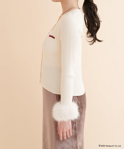 【モンチッチ×natural couture】袖部毛絨針織開衫