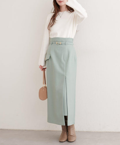 配腰帶修身半身裙