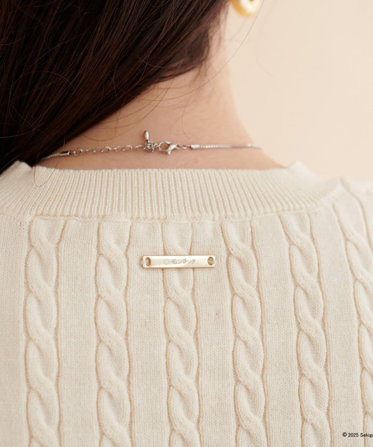 【モンチッチ×natural couture】麻花刺繡針織衫