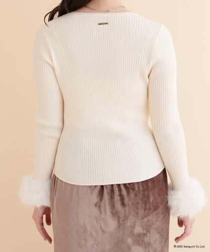 【モンチッチ×natural couture】袖部毛絨針織開衫