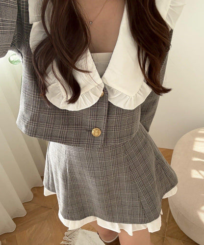 【2026春夏】不對稱荷葉邊領夾克