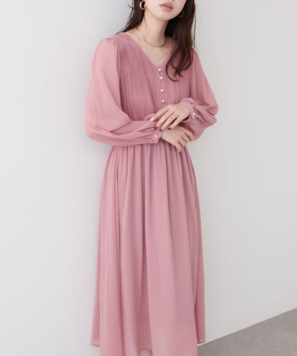 褶皺拼接優雅連衣裙