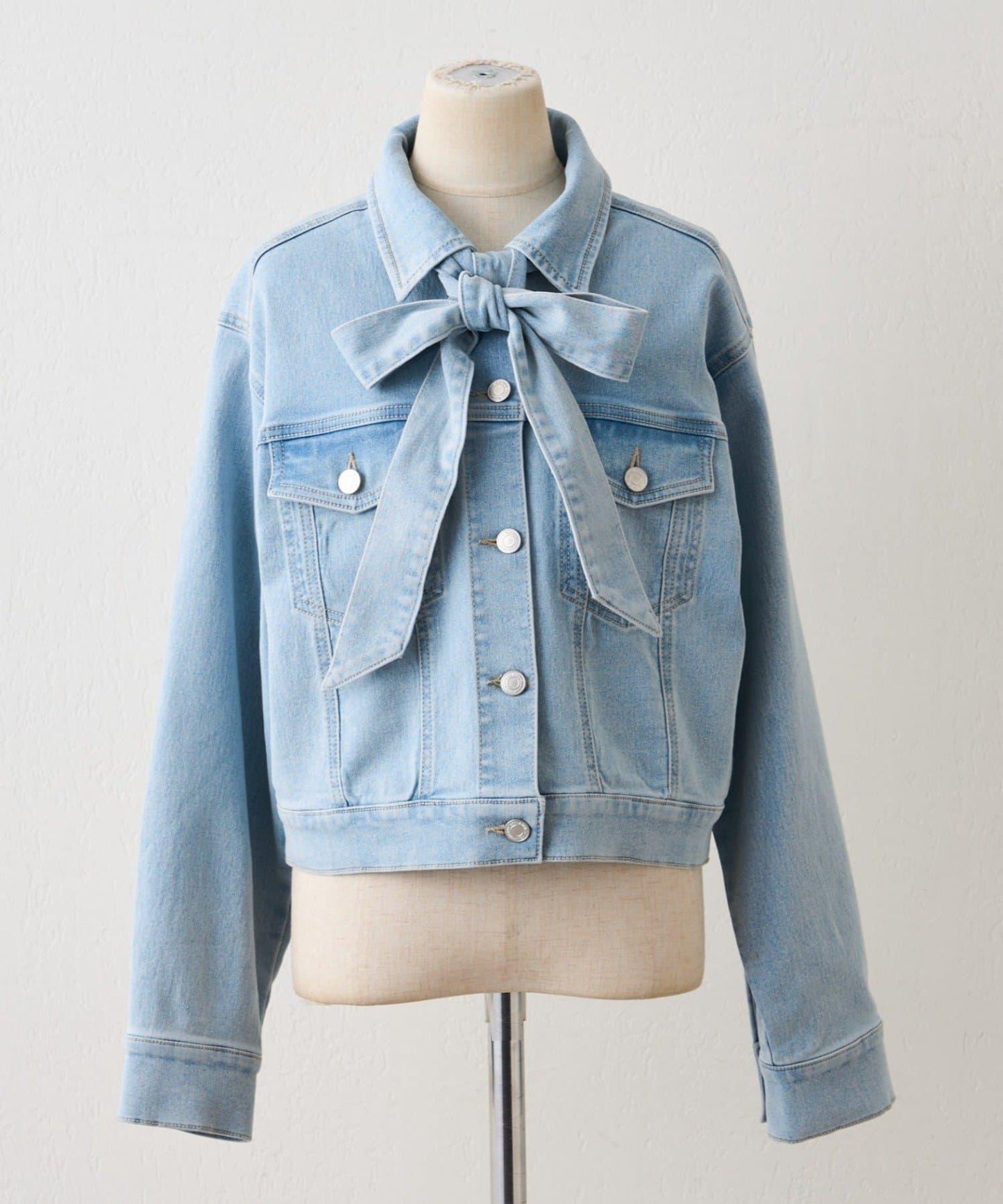 【2026春夏】蝴蝶結領帶牛仔夾克