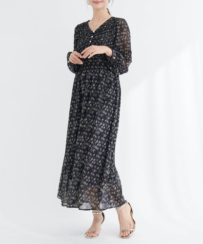 褶皺拼接優雅連衣裙