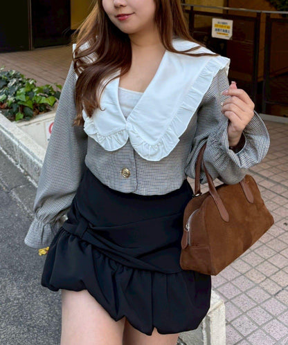 【2026春夏】不對稱荷葉邊領夾克