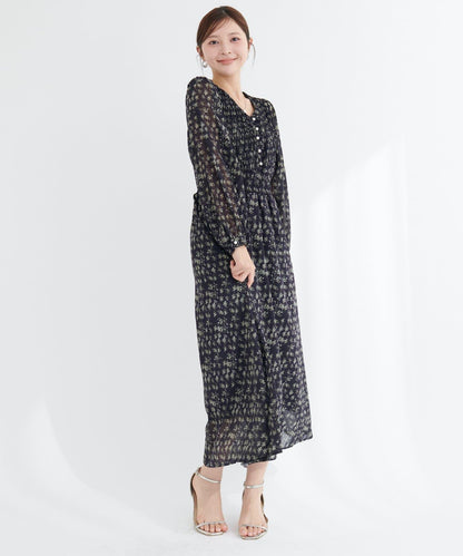 褶皺拼接優雅連衣裙