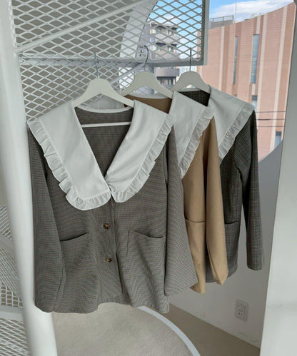 【2026春夏】不對稱荷葉邊領夾克