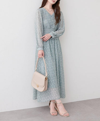 褶皺拼接優雅連衣裙