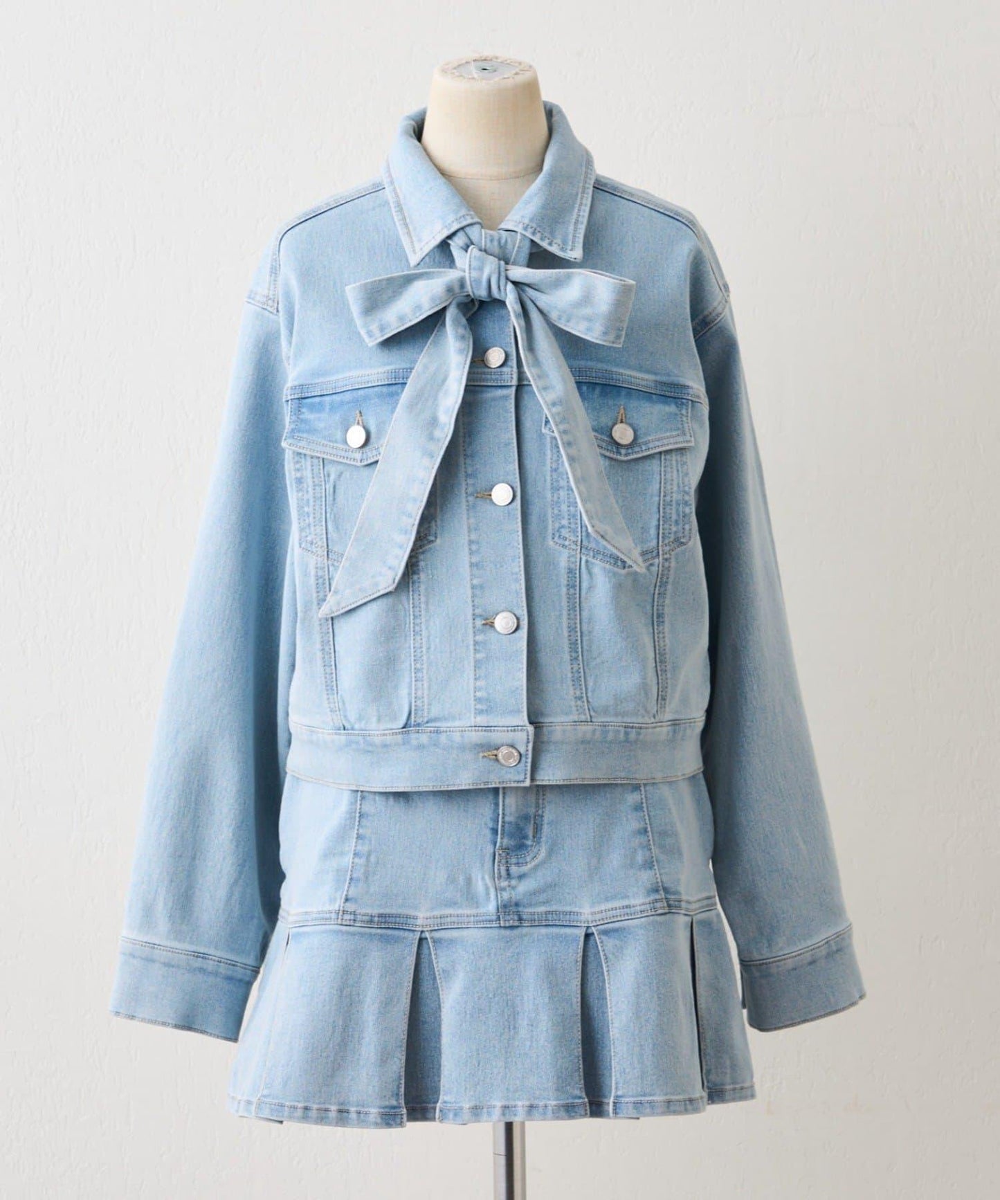 【2026春夏】蝴蝶結領帶牛仔夾克