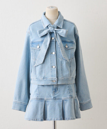 【2026春夏】蝴蝶結領帶牛仔夾克