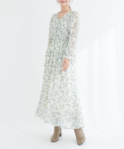 褶皺拼接優雅連衣裙