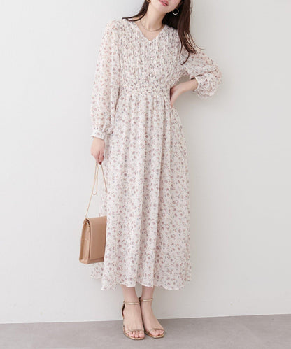 褶皺拼接優雅連衣裙
