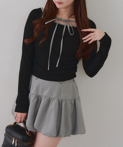 【2026春夏】多穿法上衣+泡泡迷你裙套裝