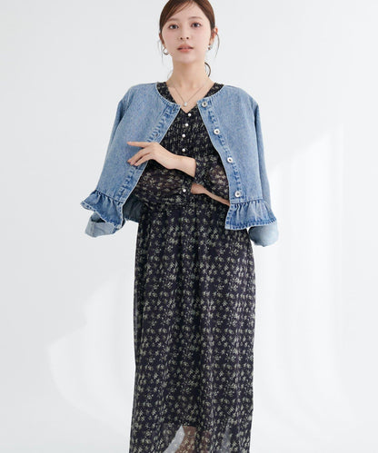 褶皺拼接優雅連衣裙