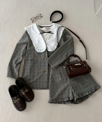 【2026春夏】不對稱荷葉邊領夾克