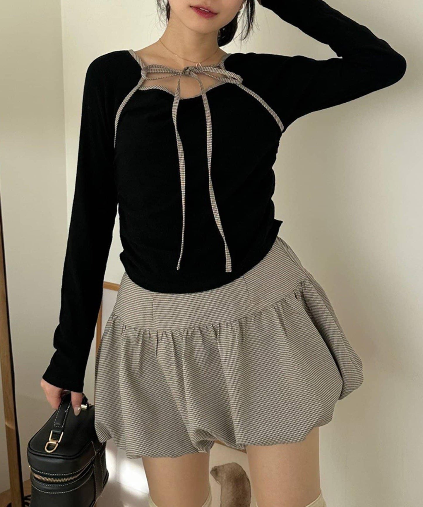 【2026春夏】多穿法上衣+泡泡迷你裙套裝