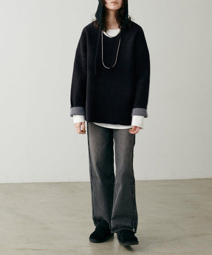 【LARUTA】仿貂毛觸感雙面兩穿針織衫