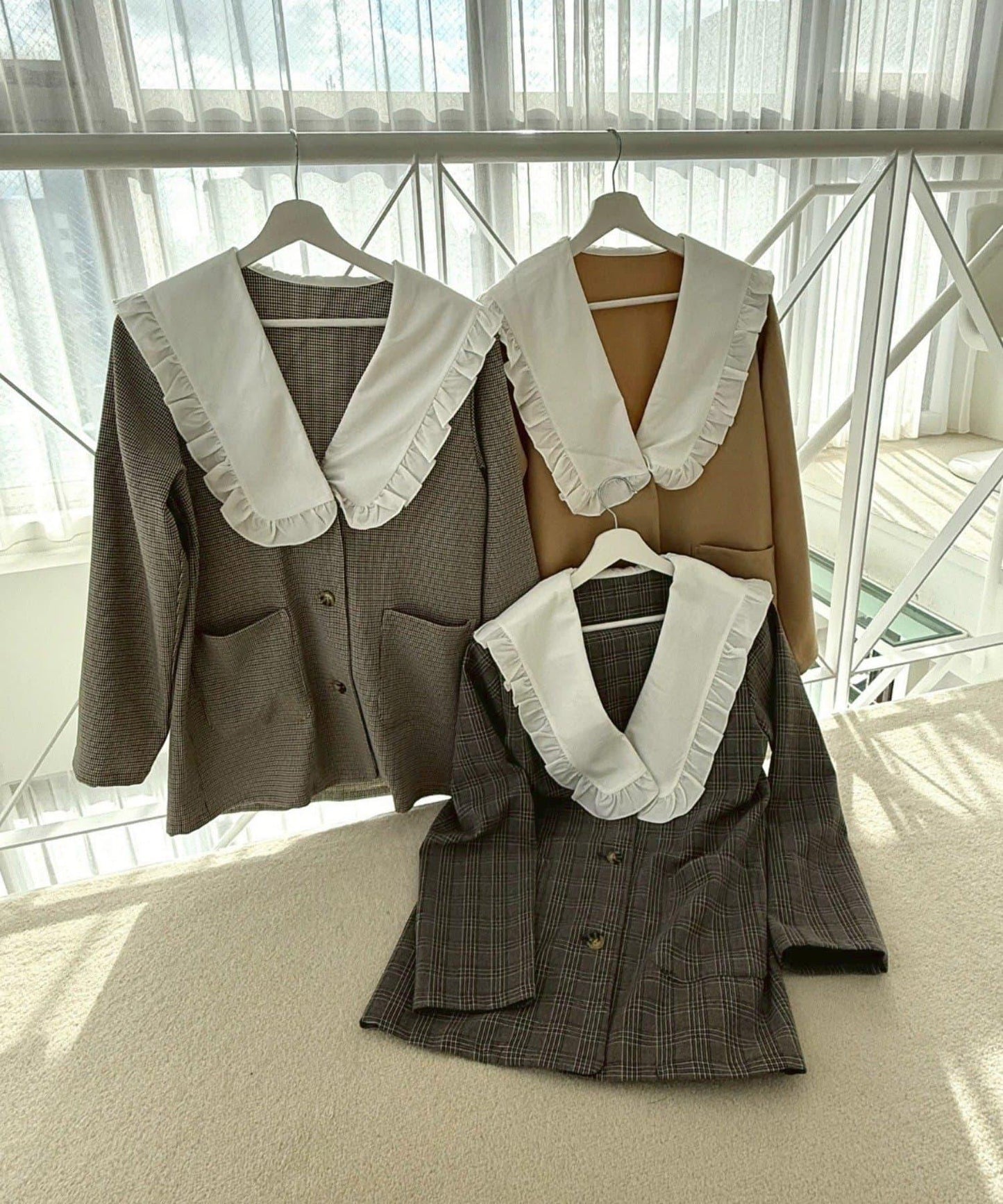 【2026春夏】不對稱荷葉邊領夾克